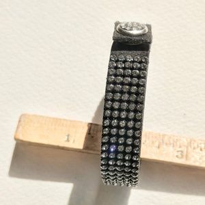 bracelet black suede crystals snap close  7" small
